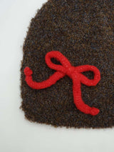 Ribbon Lettering Beanie - Brown