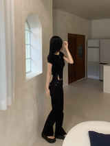 Lost Ball Stud Boat Neck Slit Half Tee