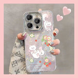 リボン キャット＆チューリップ デコ iPhone ケース