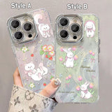 リボン キャット＆チューリップ デコ iPhone ケース
