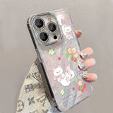 リボン キャット＆チューリップ デコ iPhone ケース