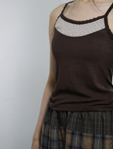 flower lace sleeveless -Brown