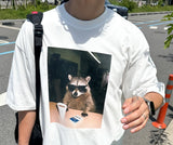 [A-S0256] ラクーンフォト半袖Tシャツ (2色)