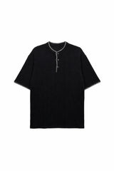 Len Stitch Henley Neck Short Sleeve Knit