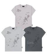 ピクセルフェアリーグラフィックキャップスリーブTシャツ - スチールグレー