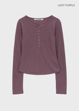 [MADE] Merib Waffle Henley-Neck Long-Sleeve T-Shirt