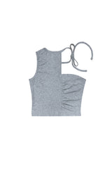 BEBE UNBALANCE SLEEVELESS TOP / GRAY