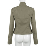 Ami khaki pocket stand long-sleeved shirt