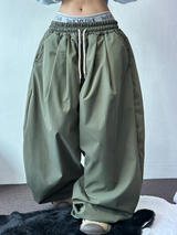 💚5000ソルド🥳❤‍🔥ナイロンバージョン🥳❤‍🔥 ツーピンタックバルーンコットンパンツ💚🖤🩶🤎5COLOR
