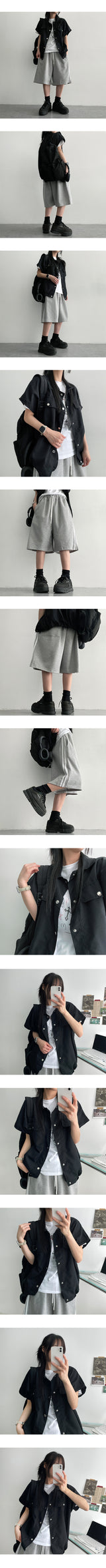 Houlin スナップポケット半袖ジャケット