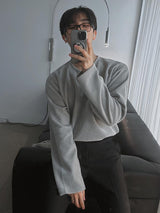 3タップクリップベルベットヘンリーネックTシャツ (2color)