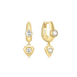 gold u-shape shield drop huggie hoop 14k gold plating + 925 silver earrings E067-07G