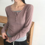 ポセット リブハーフボタン スリムフィット Tシャツ