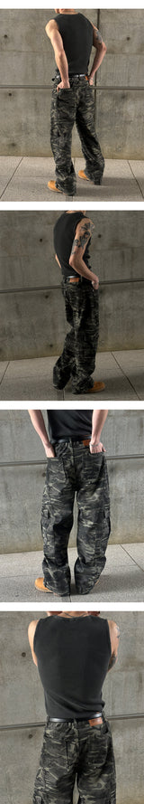 [Unisex] Damage washing sleeveless(4color)