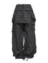  CUT OUT STRING CAGO PANTS . BLACK