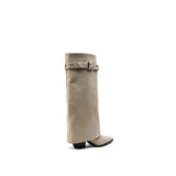 Colorful Bridge | Designer Belt Buckle Long Boots with Pants Tube Design, Women's High Boots with Small Square Toe and Chunky Heels