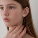 Silver 925 Pure Heart Ribbon Earring