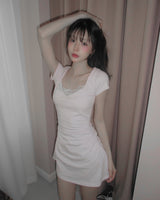 [MADE] Viola Lace Shirred Mini Dress