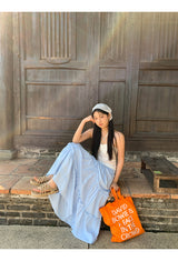 sky frill cancan long skirt