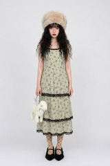 FLEUR ANTIQUE LACE-TIERED DRESS