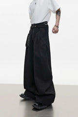 Zipper Detail Wide Leg Trousers