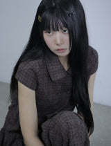 Cozy Check Shirt Blouse -Brown