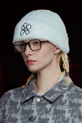 FLOWER FUR BEANIE / IVORY
