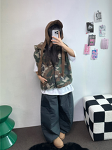 ヒーターパディング❤スナップオーバーロングパンツ 🩶🖤💚3COLOR