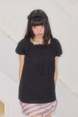 NANA LACE PUFF BLOUSE (BLACK)