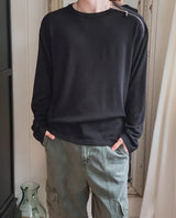 Roda Ribbed Diagonal Zipper Long Sleeve T-shirt