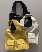 ローワン ツーポケット レザー ビッグ ショルダーバッグ (3 Colors)