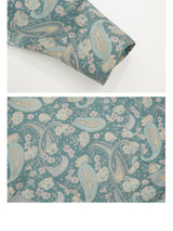 Retro style cashew flower Cuban collar straight long-sleeved floral shirt