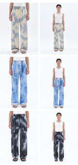 Unisex タイダイプリーツストリングパンツ_Cream