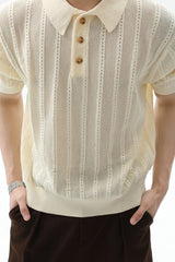 Textured Vintage Knit Polo Tee