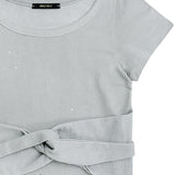 CUBIC WOMEN'S TIE SHORT SLEEVE T-SHIRT_LIGHT GRAY