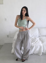 Adim Rivet Pintuck Nylon Wide Pants