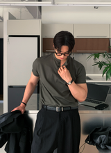 ヘンデスファーストマッスルフィットアイスバントヘンリーネックショートスリーブ