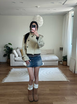 bronze short trench coat