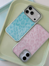 [MADE] Leopard silver glass case(pink L)