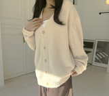 (UNISEX) シュガーパウダーオーバーサイズ5ボタンアンゴラカーディガン - NEW 2 COLOR