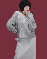 two buckle damage knit (3color)