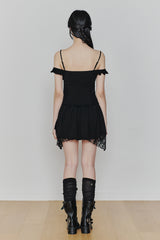 ペタルラッフルドレス black