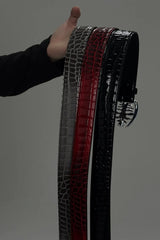 Metal Spine Buckle Leather Belt