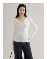 V-neck flared sleeve knit top
