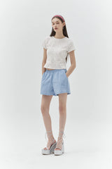 KIRSH PLAIN CHERRY SEMI CROP T-SHIRT - WHITE