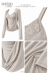 Mood Gray Shirring Layered Two-Piece Top
