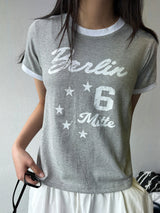 Baby Barbie Semi-Cropped Print Ringer T-Shirt 3color