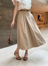 Desman Pintuck Banding Flare Skirt (Belt set)