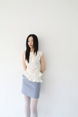 DOUBLE RUFFLE SLEEVELESS (IVORY)