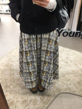 Laptile patchwork long skirt (2color)